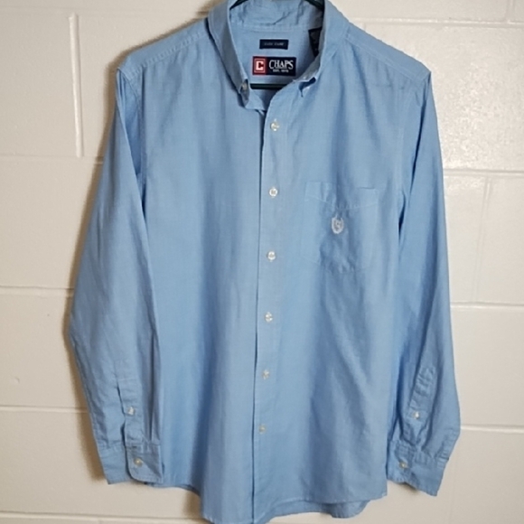 Chaps Blue Casual Button Down Shirt with Classic Style - Picture 1 of 12